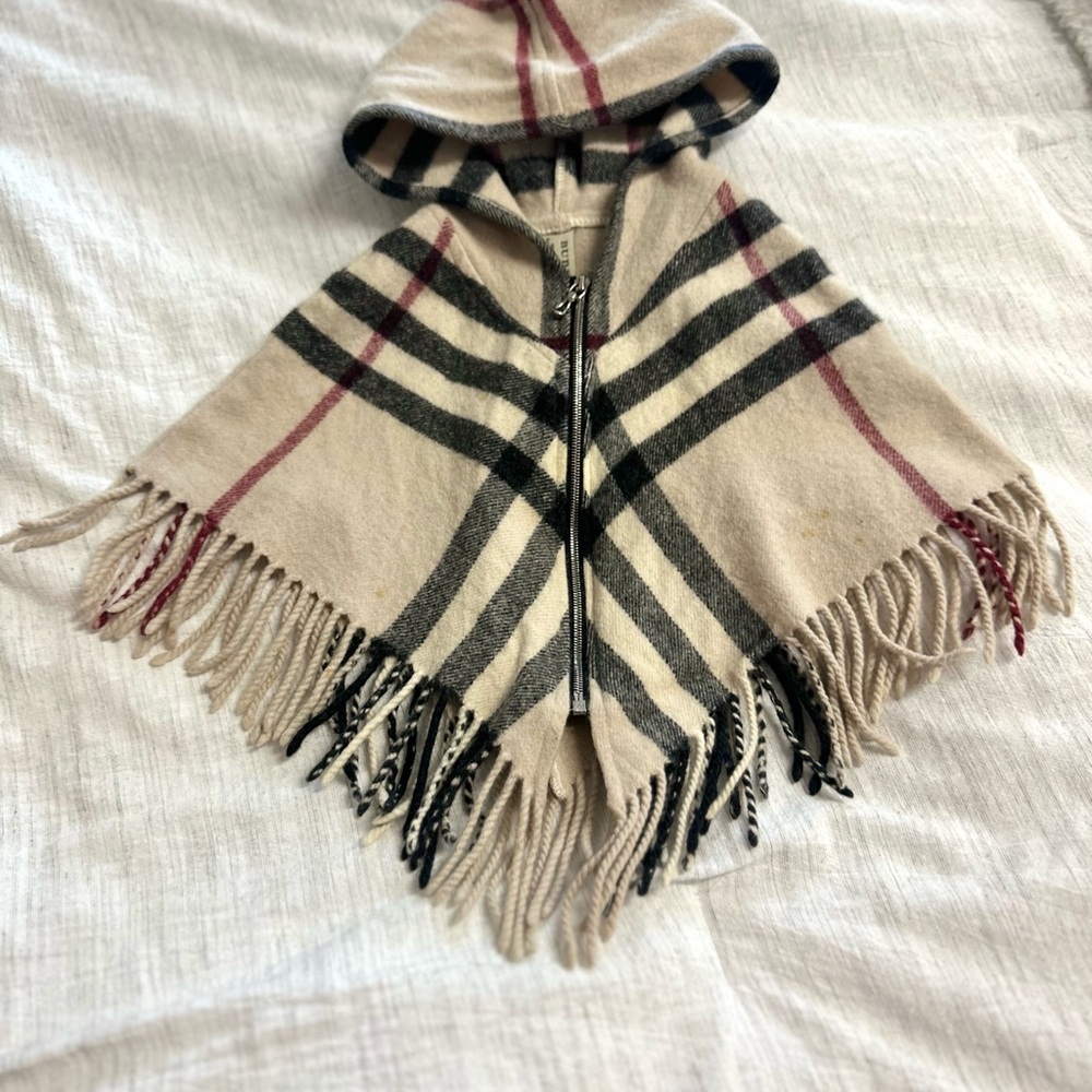 Burberry Kids Hooded Cape in Burberry Check Pattern